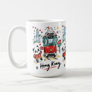 Caneca De Café Arte Desenhada do Bonito Bonde de Hong Kong