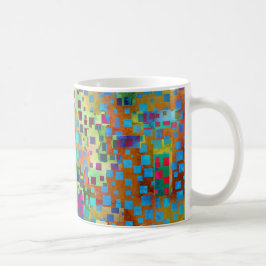 Caneca De Café Arte Digital Abstrata Colorida com Quadrados