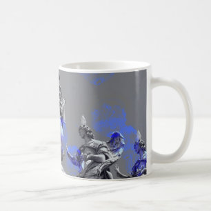 Caneca De Café Arte digital de esculturas pincéis de cor azul