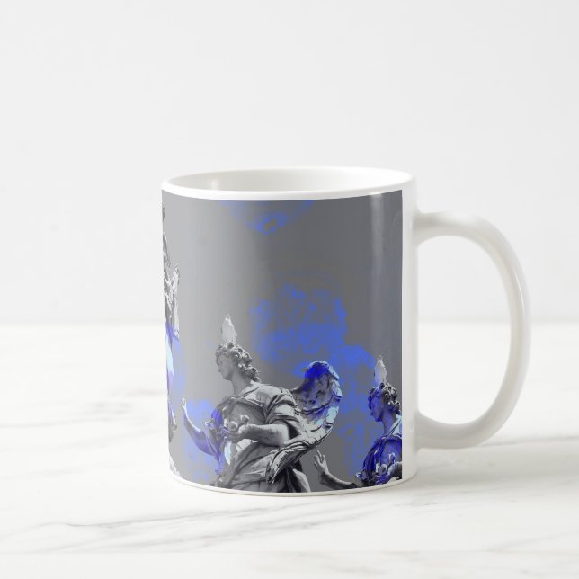 Caneca De Café Arte digital de esculturas pincéis de cor azul (Direita)