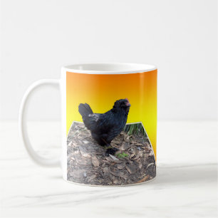 Caneca De Café Arte Dimensionada De Galo Fluffy Preto,