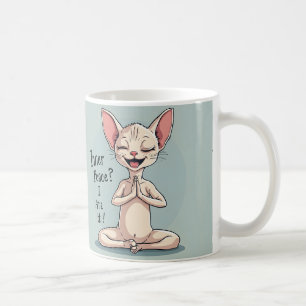 Caneca De Café Arte Divertido de Gato Sphynx com Paz Interior