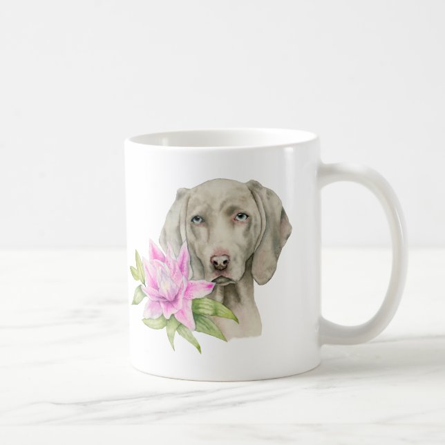Caneca De Café Arte do cão de Weimaraner (Direita)