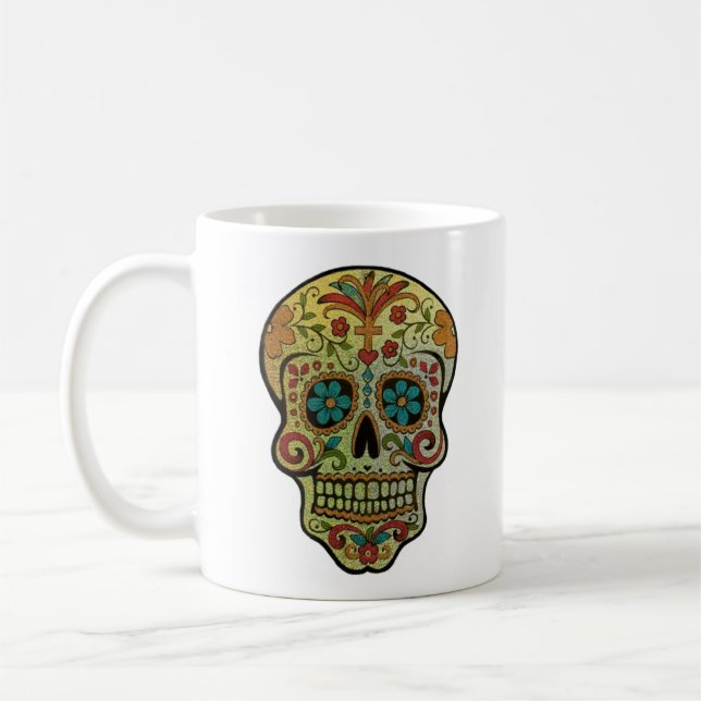 Caneca De Café Arte do Crânio do Açúcar, Dia dos Mortos (Esquerda)