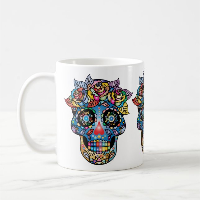 Caneca De Café Arte do Crânio do Açúcar, Dia dos Mortos (Esquerda)