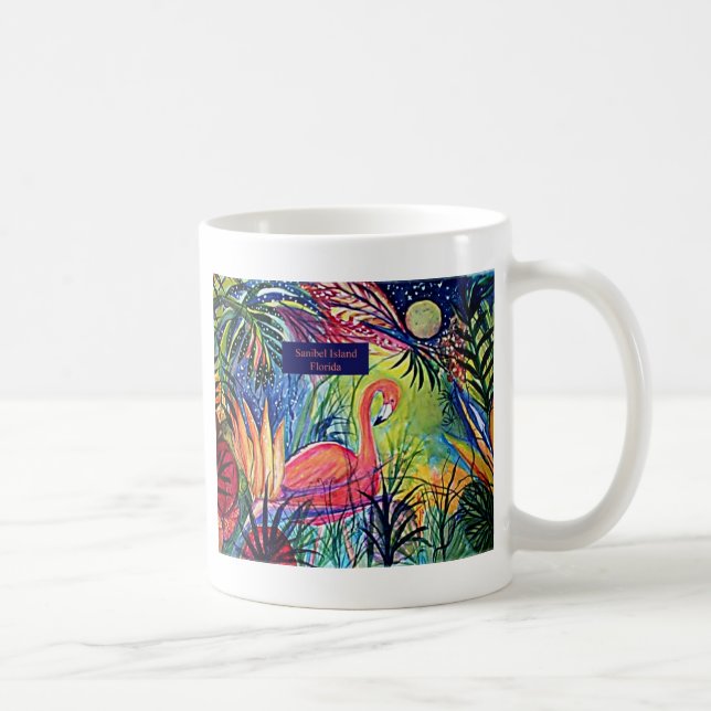 Caneca De Café Arte do flamingo da ilha de Sanibel (Direita)