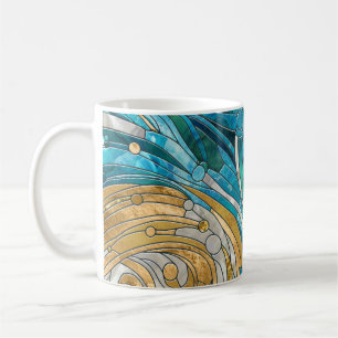 Caneca De Café Arte do Mosaico Abstrato do Rio Aquamarine