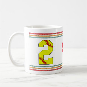 Caneca De Café Arte do Número 2 de Softball Vintage Retro