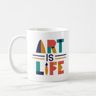 Caneca De Café "Arte é a vida" - Tanque Colorido