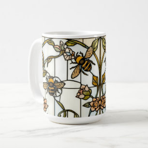 Caneca De Café Arte elegante art nouveau botânico vidro de abelh