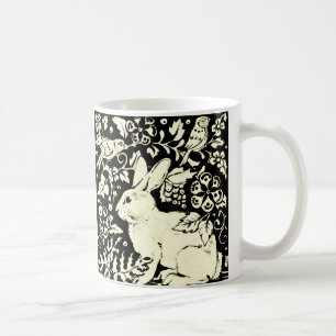 Caneca De Café Arte Elegante de Páscoa de Pássaro Coelho Negro 