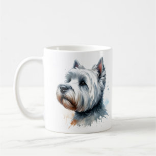 Caneca De Café Arte em Aquarela da Cara de um Cachorro Westie Ter