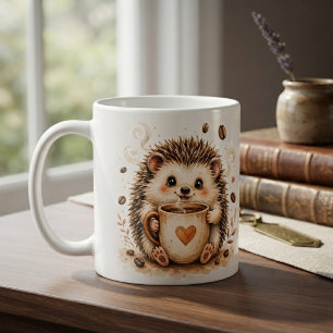 Caneca De Café Arte em Aquarela deouriço Aconchegante
