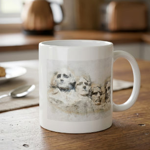 Caneca De Café Arte em Aquarela do Monte Rushmore Presidencial