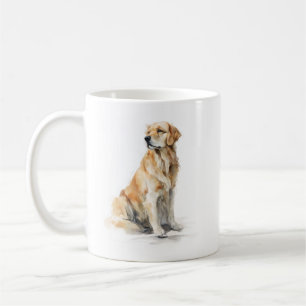Caneca De Café Arte em Aquarela do Retriever Dourado