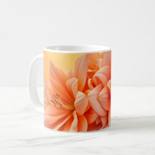 Caneca De Café Arte em Aquarela Floral Pôr do Sol Dourado