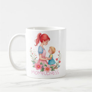 Caneca De Café Arte em Aquarela Momfulness Mãe e Filho