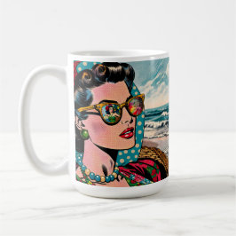 Caneca De Café Arte em Estilo de Quadrinhos | Mulher Assistindo D