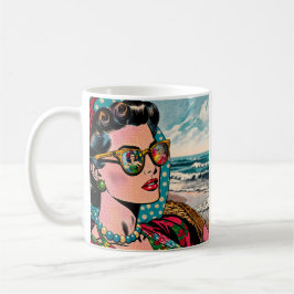 Caneca De Café Arte em Estilo de Quadrinhos | Mulher Assistindo D