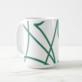 Caneca De Café Arte em Linha Moderna: Verde em Branco