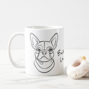 Caneca De Café Arte em linhas de Bulldog Francês. Construído Pequ