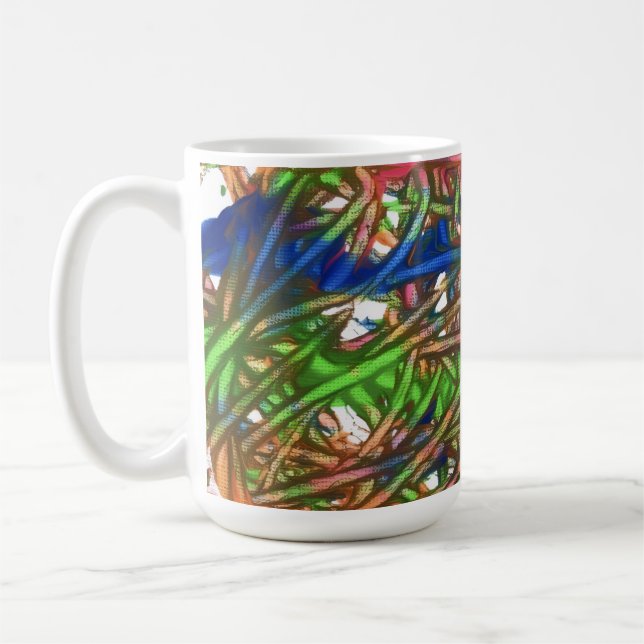 Caneca De Café Arte em mármore rosa, azul, verde, laranja (Esquerda)
