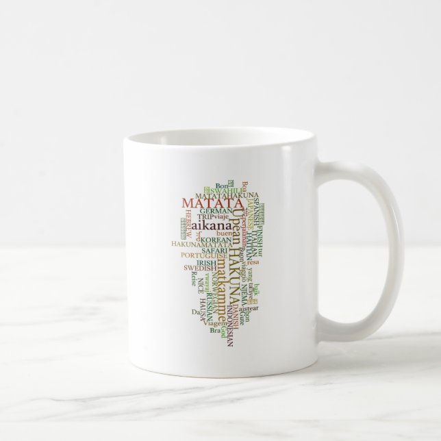 Caneca De Café Arte em Nuvem Global de Hakuna Matata Multilíngue (Direita)
