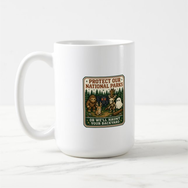 Caneca De Café Arte em Pixel de Críptidos dos Nossos Parques Naci (Esquerda)