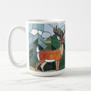 Caneca De Café Arte em Vidro Pintado, Estilo de Arte de Veado em