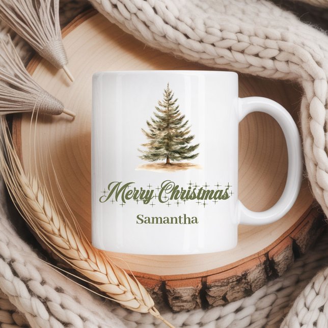 Caneca De Café Arte escandinavo rústico terroso Natal nome person (Rustic earthy Scandinavian art custom name christmas mug

)