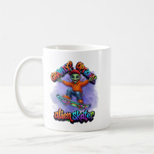 Caneca De Café Arte Espacial de Hoverboard de Alien Skater com Gr