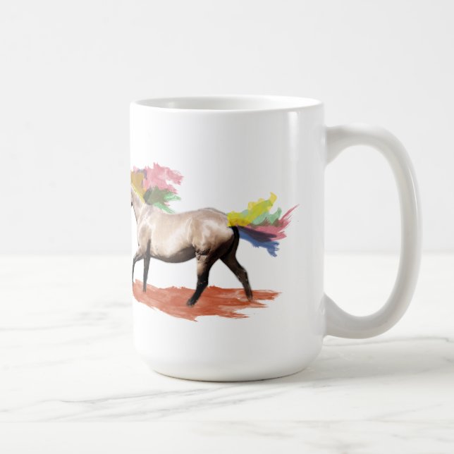 Caneca De Café Arte Fantasia - Cavalo Arco-Íris (Direita)