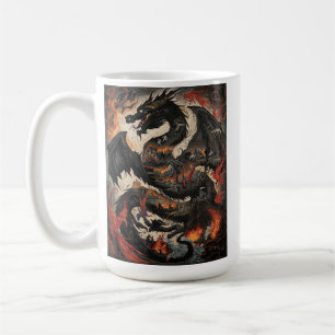 Caneca De Café Arte Fantástica do Dragão Preto Épico sobre o Cast