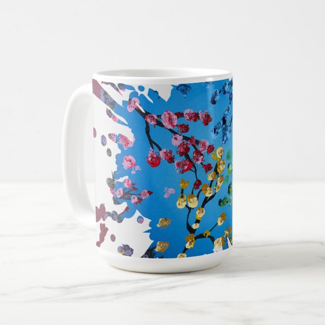 Caneca De Café Arte feita à mão - A Roda de Flores (Frente Esquerda)