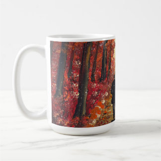 Caneca De Café Arte feita à mão - Floresta laranja