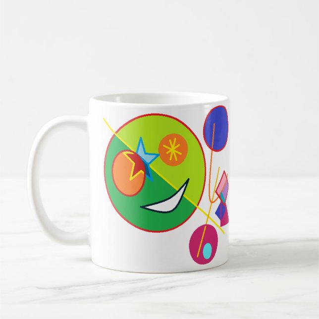 Caneca De Café Arte Feliz Abstrata (Esquerda)