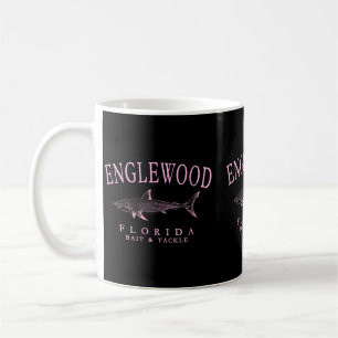Caneca De Café Arte Feminina Englewood Florida Tubarão Rosa Retro