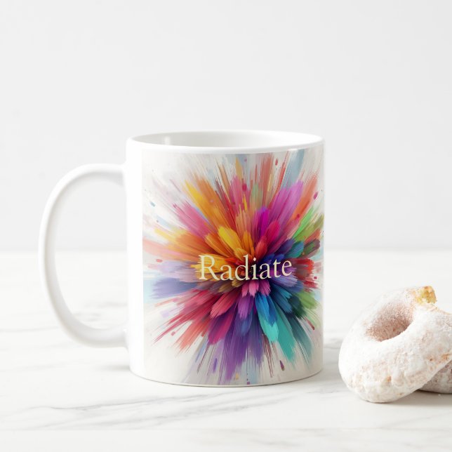 Caneca De Café Arte Floral Abstrata Explosiva (Com Donut)