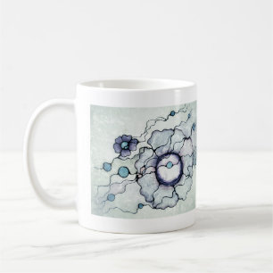 Caneca De Café Arte Floral Abstrata Neurográfica Desenho a Tint