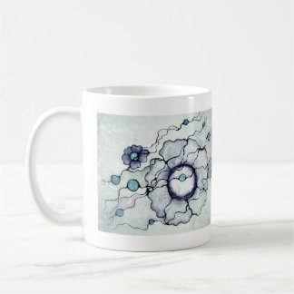 Caneca De Café Arte Floral Abstrata Neurográfica | Desenho a Tint