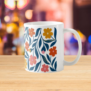 Caneca De Café Arte Floral Boho Folk, Presente de Afirmação Posit