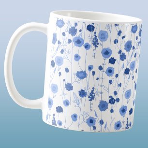 Caneca De Café Arte Floral Botânico de Prado de Flores Silvestres