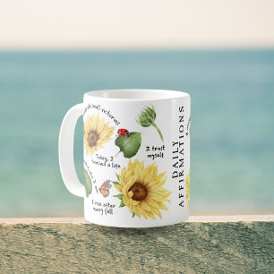 Caneca De Café Arte Floral De Girassol, Autoafirmação Positiva