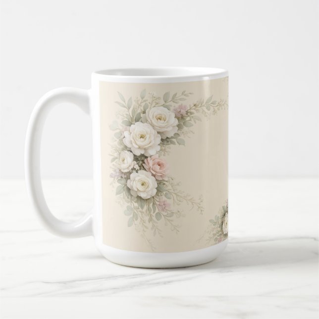 Caneca De Café Arte Floral de Jardim Europeu (Esquerda)