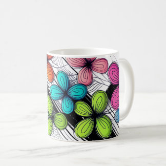Caneca De Café Arte Floral de Portas Vibrantes - Modo Colorido