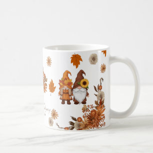 Caneca De Café Arte Floral do Gnome do Dia de Ação de Graças Feli