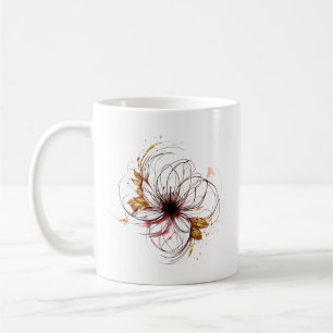 Caneca De Café Arte Floral em Aquarela Elegante