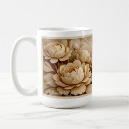 Caneca De Café Arte Floral Jardim de Rosas Sépia Elegante