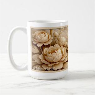 Caneca De Café Arte Floral Jardim de Rosas Sépia Elegante