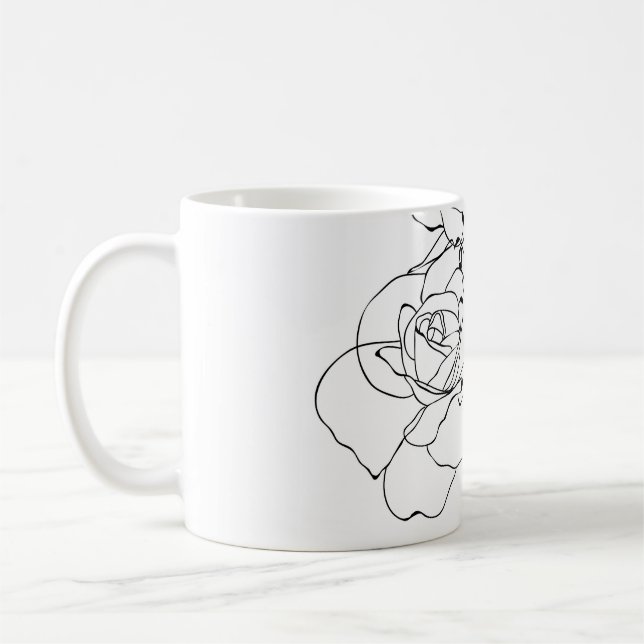 Caneca De Café Arte Floral: Mulher Mínima. (Esquerda)